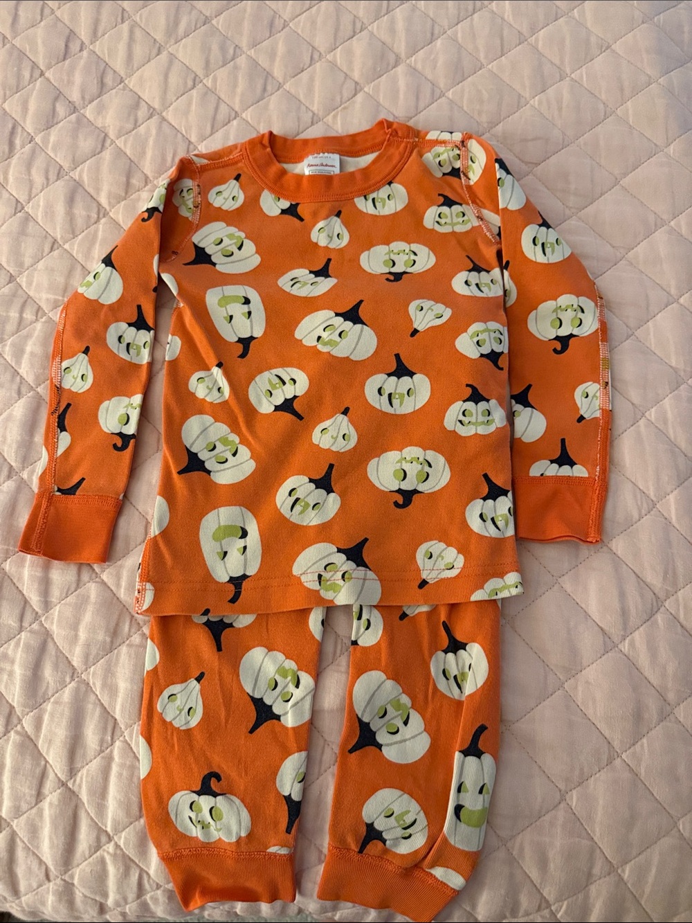 Hanna Andersson Orange Pumpkin Print Kids Pajama Set